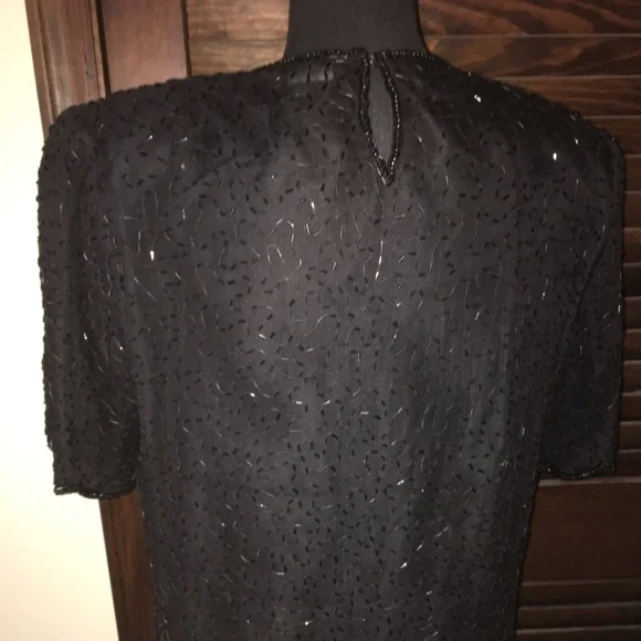 Vintage silk beaded sequin top by Stenay - Picture 8 of 9